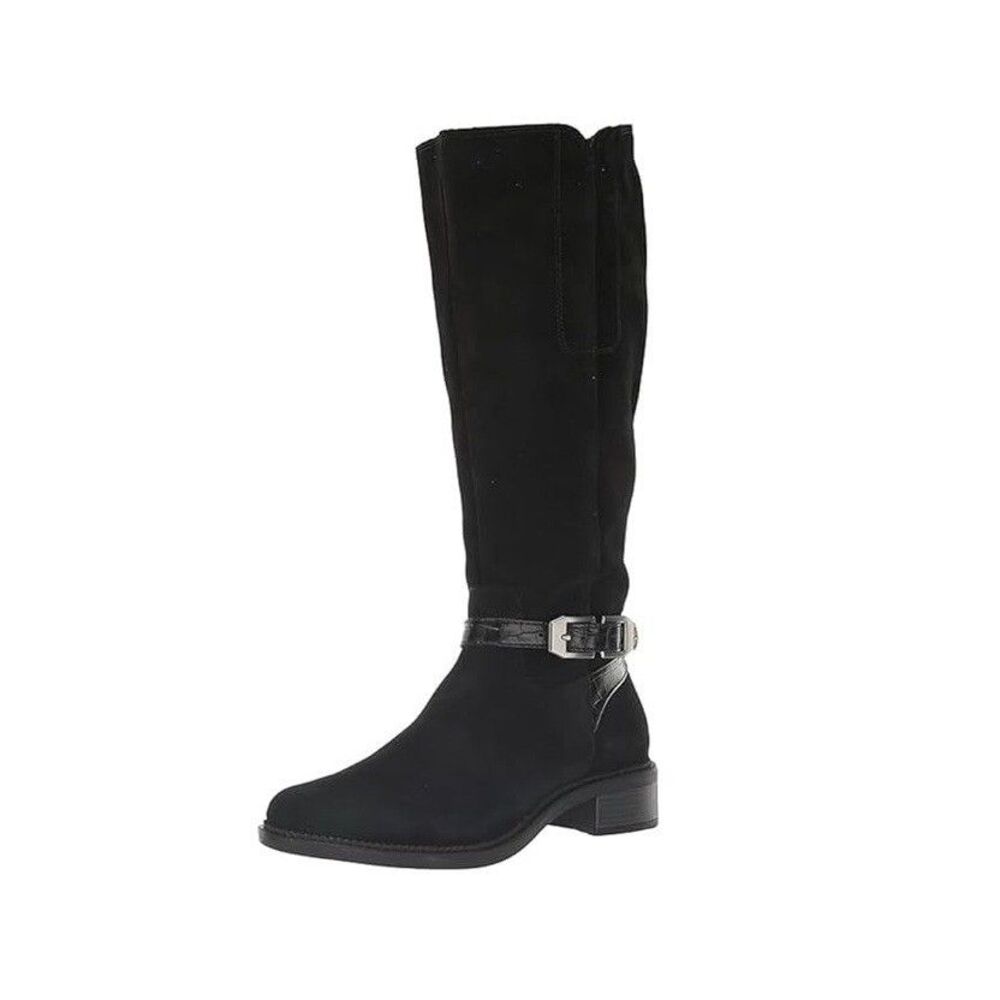 Clarks Womens 6 M Black Suede Maye Aster Knee High Riding Boots NIB OU0